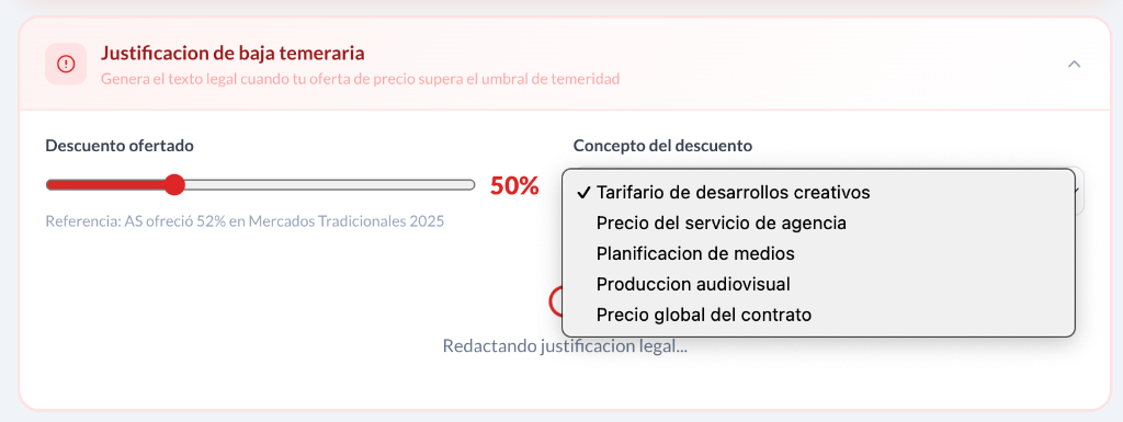 Configuración de baja temeraria