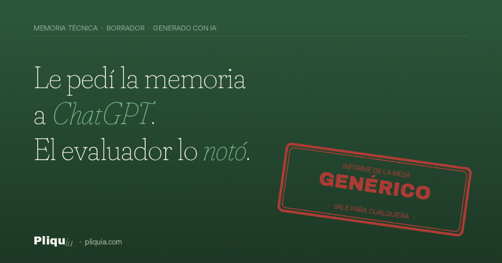 Le pedí a ChatGPT que me escribiera una memoria técnica. El evaluador lo notó.